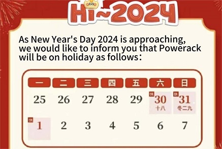 Aviso de vacaciones del día de Año Nuevo de Powerack