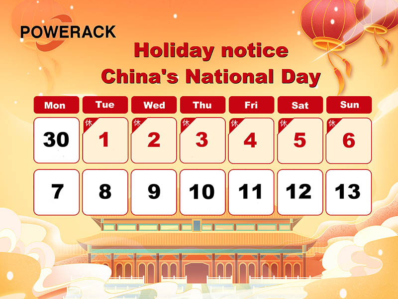 POWERACK Holiday notice China's National Day